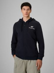 4F Bluza dresowa regular z kapturem męska - granatowa XXL. Niebieskie bluzy męskie 4f, m, bez wzorów, z dresówki, z kapturem. Za 189.99 zł.