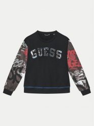 Guess Bluza L5RQ01 KA6R4 Czarny Regular Fit. Czarne bluzy dla chłopców Guess, z aplikacjami, z bawełny, bez ramiączek, bez kaptura. Za 119.99 zł.