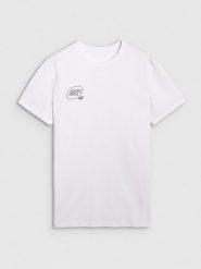 4F T-shirt regular z nadrukiem męski - biały S. Białe koszulki sportowe męskie 4f, m, bez wzorów, z bawełny, klasyczne, bez kołnierzyka. Za 59.99 zł.