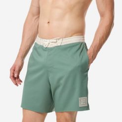 Spodenki surfingowe męskie Decathlon 100 Amphi Trunk 18". Zielone kąpielówki męskie Decathlon, m, bez wzorów, z materiału, długie. Za 69.99 zł.