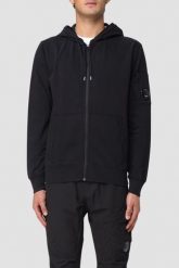 C.P. COMPANY Czarna męska bluza Hooded Open. Czarne bluzy męskie C.P. Company, l, bez wzorów, bez kaptura. W wyprzedaży za 789.99 zł.