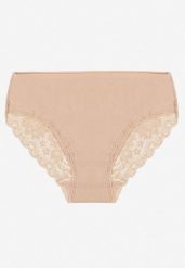 Beżowe Majtki Figi z Koronkowymi Wstawkami Amiora. Brązowe figi damskie Renee, l, bez wzorów, z bawełny. Za 9.99 zł.