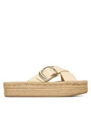Calvin Klein Espadryle Flatf Espadrill Cross Lth Hdw HW0HW02892 Écru. Espadryle damskie Calvin Klein, bez wzorów, ze skóry, bez obcasa, bez zapięcia. Za 489.99 zł.