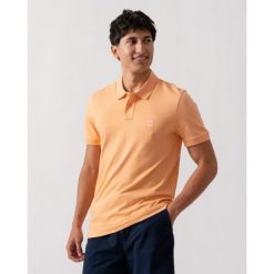 Koszulka Polo męska BOSS Passenger Light/Pastel Orange slim fit pomarańczowa. Czerwone koszulki polo męskie Hugo Boss, m, bez wzorów, sportowe, bez ramiączek. Za 219.00 zł.