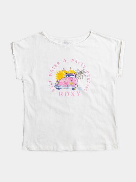 Roxy T-Shirt Trouble Fr Me A Tees ERGZT03994 Biały Regular Fit. Białe t-shirty i topy dla dziewczynek Roxy, bez wzorów, z bawełny, bez ramiączek. Za 69.99 zł.