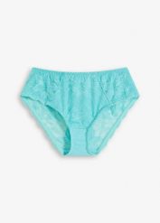 Figi maxi z delikatną koronką. Niebieskie figi damskie bonprix, bez wzorów, z koronki. Za 44.99 zł.