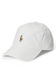 Polo Ralph Lauren Czapka z daszkiem 710834737019 Biały. Białe rękawiczki męskie Polo Ralph Lauren, bez wzorów, z bawełny. Za 359.99 zł.