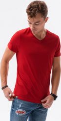 Ombre T-shirt męski bawełniany basic S1369 - czerwony M. Czerwone t-shirty męskie Ombre, m, bez wzorów, z bawełny, bez kołnierzyka. Za 16.99 zł.