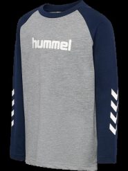 Hummel Koszulka z długim rękawem hmlJR Logo z bawełny organicznej. Szare t-shirty dla chłopców Hummel, bez wzorów, z bawełny, bez ramiączek. Za 124.50 zł.