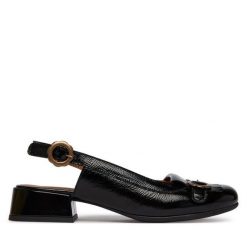 Czółenka Fly London. Czarne czółenka damskie Fly London, bez wzorów, bez obcasa, bez zapięcia. Za 716.99 zł.