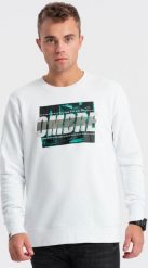 Ombre Męska bluza z nadrukiem zakładana przez głowę - biała V1 OM-SSPS-0156 XL. Białe bluzy męskie Ombre, m, bez wzorów, bez kaptura. Za 49.99 zł.