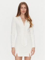 Elisabetta Franchi Sukienka koktajlowa AB-709-51E2-V550 Biały Regular Fit. Białe sukienki damskie Elisabetta Franchi, bez wzorów, z syntetyku, wizytowe, bez kołnierzyka, bez ramiączek. Za 1,509.00 zł.