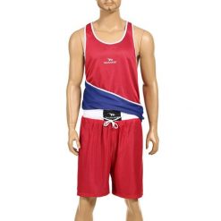 Strój bokserski dwustronny M Yakimasport. Czerwone koszulki sportowe męskie YAKIMASPORT, m, bez wzorów, bez kołnierzyka, bez ramiączek. Za 239.00 zł.