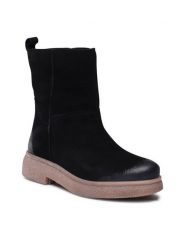 Lasocki Botki WI23-BULGY-04 Czarny. Czarne botki damskie Lasocki, ze skóry, bez obcasa, na płaskiej podeszwie, bez zapięcia. Za 269.99 zł.