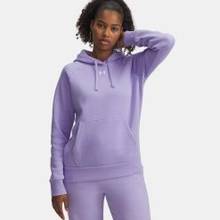 Bluza Under Armour Rival Fleece Hoodie. Fioletowe bluzy damskie Under Armour, na zimę, bez wzorów, bez kołnierzyka, bez ramiączek, bez kaptura. Za 159.99 zł.