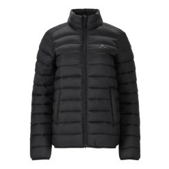 Damska kurtka puchowa Whistler Arubi. Czarne kurtki sportowe damskie Whistler, bez wzorów, z puchu, bez kaptura, trekkingowe. Za 265.50 zł.