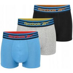 Bokserki majtki męskie bawełniane 3 pary REEBOK TRUNK KENT. Niebieskie bokserki męskie Reebok, m, bez wzorów, z bawełny. Za 95.00 zł.