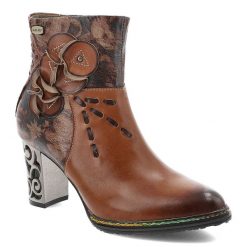 Brązowe Botki Laura Vita Eleganckie Obuwie Damskie. Brązowe kozaki damskie Laura Vita, ze skóry, bez obcasa, na obcasie. Za 450.99 zł.