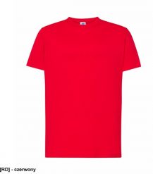 T-shirt JHK TSRA 150 - męski z krótkim rękawem wzmocniony lycrą ściągacz, 100% bawełna, 155-160g - czerwony XS. Czerwone t-shirty męskie JHK, m, bez wzorów, z bawełny, bez kołnierzyka. Za 20.50 zł.
