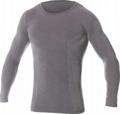 Brubeck LS11600 Koszulka męska z długim rękawem COMFORT WOOL ciemnoszary L. Szare bluzki z długim rękawem męskie Brubeck, l, bez wzorów, bez kołnierzyka. Za 228.79 zł.