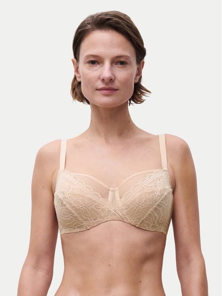 Chantelle Biustonosz z fiszbiną Floral Touch C94210 Beżowy. Brązowe biustonosze Chantelle, bez wzorów, z syntetyku. Za 199.99 zł.