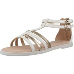 Sandały GEOX J SANDAL KARLY GIRL Biały. Białe sandały damskie Geox, bez wzorów, z syntetyku, bez obcasa, bez zapięcia. Za 223.99 zł.