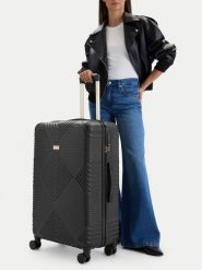 Nine West Walizka duża CEO-NW-L-001-09 BLACK Czarny. Czarne torebki do ręki damskie Nine West, bez wzorów, z tworzywa sztucznego, duże. Za 399.99 zł.