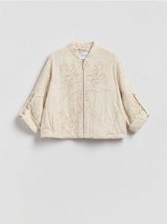 Lekka kurtka z wiskozą - kremowy. Białe kurtki damskie Reserved, l, bez wzorów, z tkaniny, bez kaptura. Za 259.99 zł.
