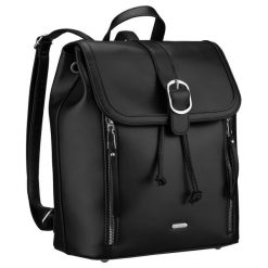 Czarny, niewielki plecak damski ze skóry ekologicznej wyposażony w nóżki ochronne Rovicky R-L61409. Brązowe plecaki damskie ROVICKY, bez wzorów, ze skóry ekologicznej. Za 129.99 zł.