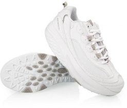 Buty sportowe z podeszwą kołyskową Fit Walk balansujące rozmiar 38 białe. Białe obuwie sportowe damskie Fitness King, bez wzorów. Za 255.68 zł.