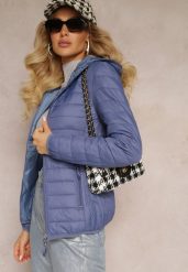 Niebieska Kurtka z Pikowaniem i Nieodpinanym Kapturem Kessane. Niebieskie kurtki damskie Renee, s, bez wzorów. Za 49.99 zł.