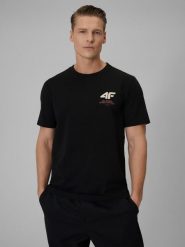 T-shirt regular gładki męski 4F 4FRSS26TTSHM3990. Szare t-shirty męskie 4f, m, bez wzorów, z bawełny, biznesowe, bez kołnierzyka. Za 69.99 zł.