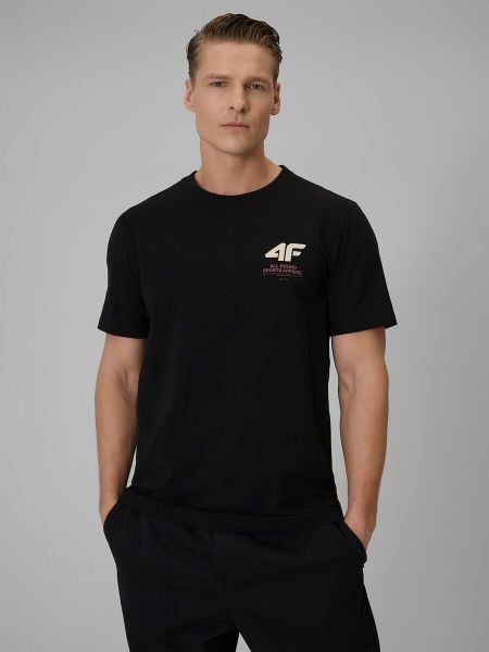 T-shirt regular gładki męski 4F 4FRSS26TTSHM3990. Szare t-shirty męskie 4f, m, bez wzorów, z bawełny, biznesowe, bez kołnierzyka. Za 69.99 zł.
