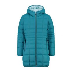 Parka z kapturem dla dziewczynki CMP. Niebieskie kurtki i płaszcze dla dziewczynek CMP, na zimę, bez wzorów, z materiału, długie, z kapturem. Za 355.30 zł.
