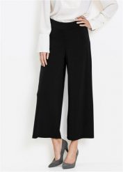 Spodnie culotte z dżerseju. Czarne spodnie materiałowe damskie bonprix, bez wzorów, z dżerseju. Za 84.99 zł.