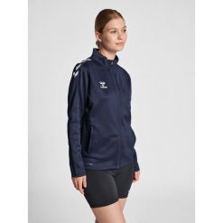 Bluza sportowa damska Hummel half zip Core XK. Niebieskie bluzy sportowe damskie Hummel, xs, bez wzorów, z dresówki, bez kaptura, na fitness i siłownię. Za 212.50 zł.