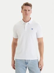 Guess Polo F6GP03 K9WF1 Biały Slim Fit. Białe koszulki polo męskie Guess, m, z aplikacjami, z bawełny, bez ramiączek. Za 269.99 zł.