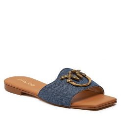 Klapki PINKO. Niebieskie klapki damskie Pinko, bez wzorów, bez obcasa. Za 829.99 zł.