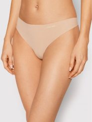 Calvin Klein Underwear Stringi 0000D3428E Beżowy. Brązowe stringi damskie Calvin Klein Underwear, l, bez wzorów, z syntetyku. Za 49.99 zł.