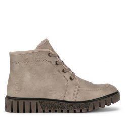 Trzewiki Rieker. Brązowe botki damskie Rieker, bez obcasa, na płaskiej podeszwie, bez zapięcia. Za 287.00 zł.