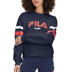 Bluza damska turystyczna Fila Latur Graphic Crew Sweat granatowa. Niebieskie bluzy damskie Fila, xl, bez wzorów, bez kaptura. Za 299.00 zł.