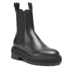 Sztyblety GINO ROSSI. Czarne botki damskie Gino Rossi, bez obcasa, na płaskiej podeszwie, bez zapięcia. Za 399.99 zł.