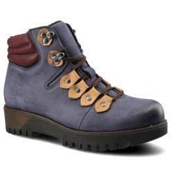 Botki damskie Pollonus, skórzane i solidnej podeszwie, granatowo-bordowe, 5-0958-005. Niebieskie kozaki damskie Pollonus, z nubiku, bez obcasa. Za 239.00 zł.