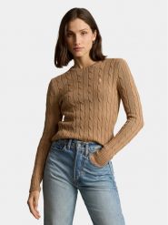 Polo Ralph Lauren Sweter Julianna 211943903002 Brązowy Regular Fit. Brązowe swetry damskie Polo Ralph Lauren, m, bez wzorów, z bawełny, bez kołnierzyka, bez ramiączek, bez kaptura. Za 709.99 zł.