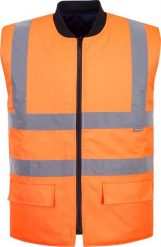 Kurtka męska Portwest S469 - Dwustronny ocieplacz ostrzegawczy - pomarańczowy 4XL. Brązowe kurtki męskie Portwest, m, bez wzorów, bez kaptura. Za 154.57 zł.
