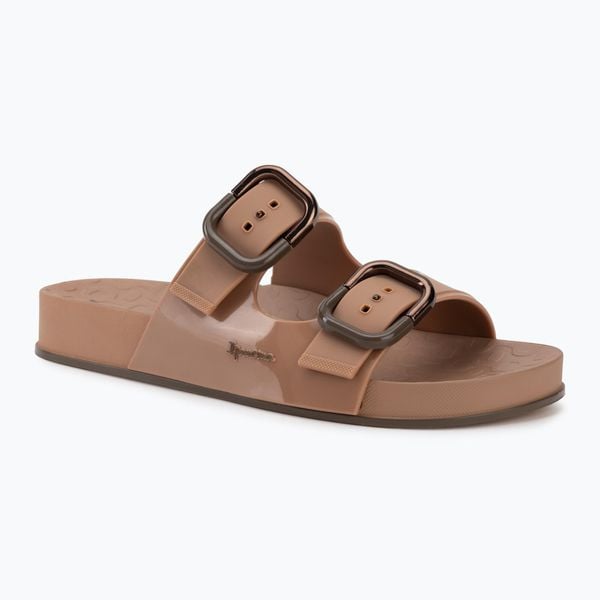 Klapki damskie Ipanema Shore. Brązowe klapki damskie Ipanema, bez wzorów, z materiału, klasyczne, bez obcasa. Za 159.99 zł.