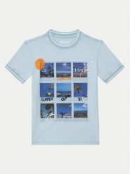 Guess T-Shirt L5GI11 K8HM4 Błękitny Regular Fit. Niebieskie t-shirty dla chłopców Guess, z aplikacjami, z bawełny, bez ramiączek. Za 109.99 zł.
