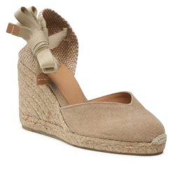 Espadryle Castañer. Brązowe sandały damskie Castañer, bez wzorów, bez obcasa, bez zapięcia. Za 389.99 zł.