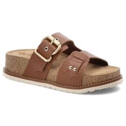 Brązowe Klapki Yokono Modne Obuwie Damskie. Brązowe klapki damskie Yokono, bez wzorów, z materiału, eleganckie, bez obcasa. Za 299.00 zł.