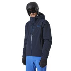 Kurtka narciarska Helly Hansen Alpha Lifalfolt. Niebieskie kurtki męskie Helly Hansen, na zimę, m, bez wzorów, eleganckie, bez kaptura. W wyprzedaży za 2,043.50 zł.
